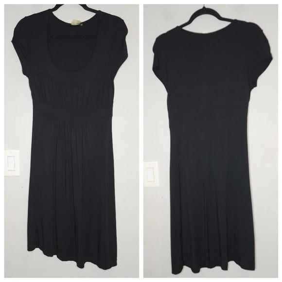 Athleta shelf bra jersey stretch short sleeve gathered dress women's size large - Picture 10 of 11